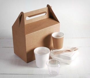 Bolsas de papel para llevar de Kinghorn, bolsas de papel de la categoría alimenticia con la manija